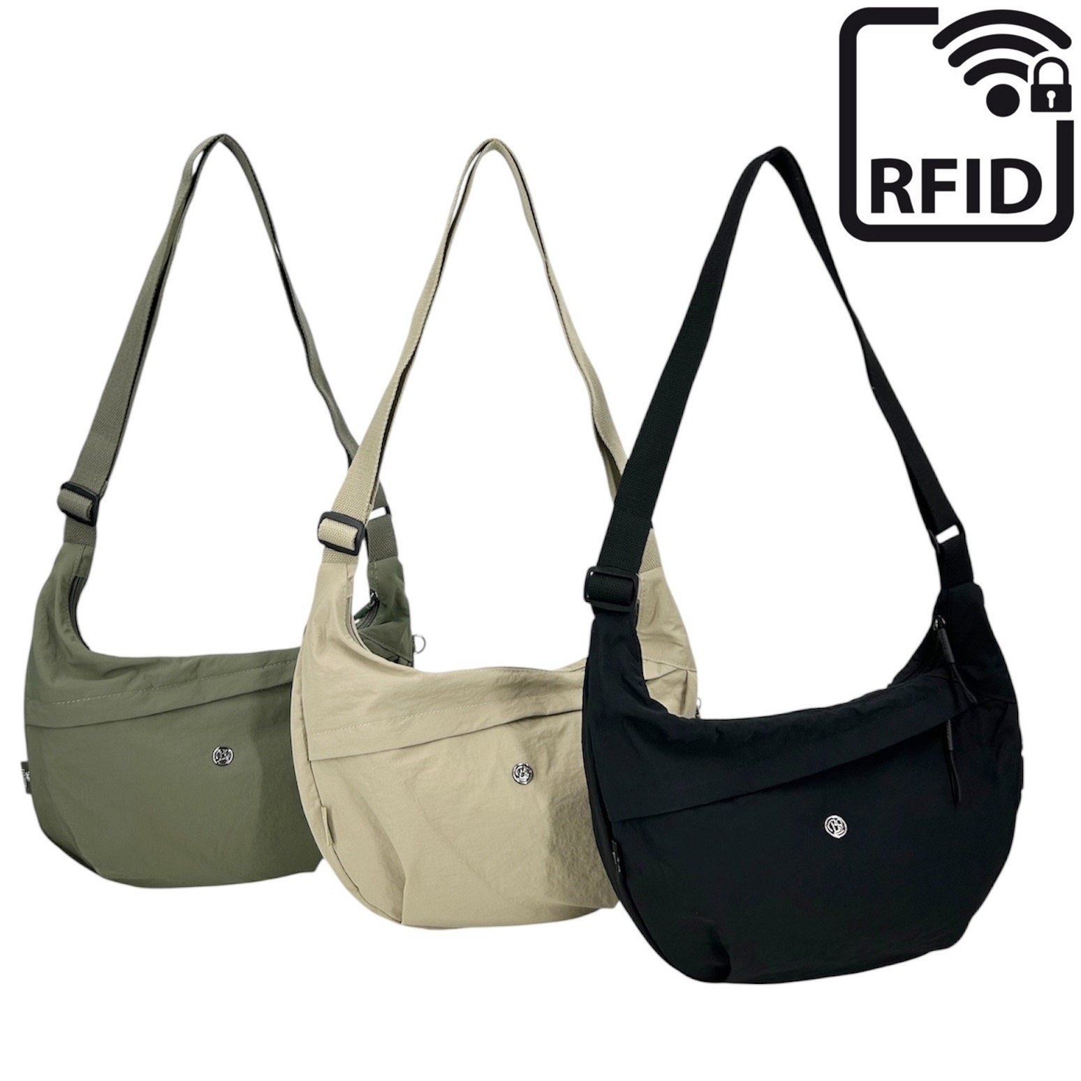 BOBO 유럽 여행용 크로스백 방검 RFID차단 도난방지 슬링백 크로와상가방 B6308