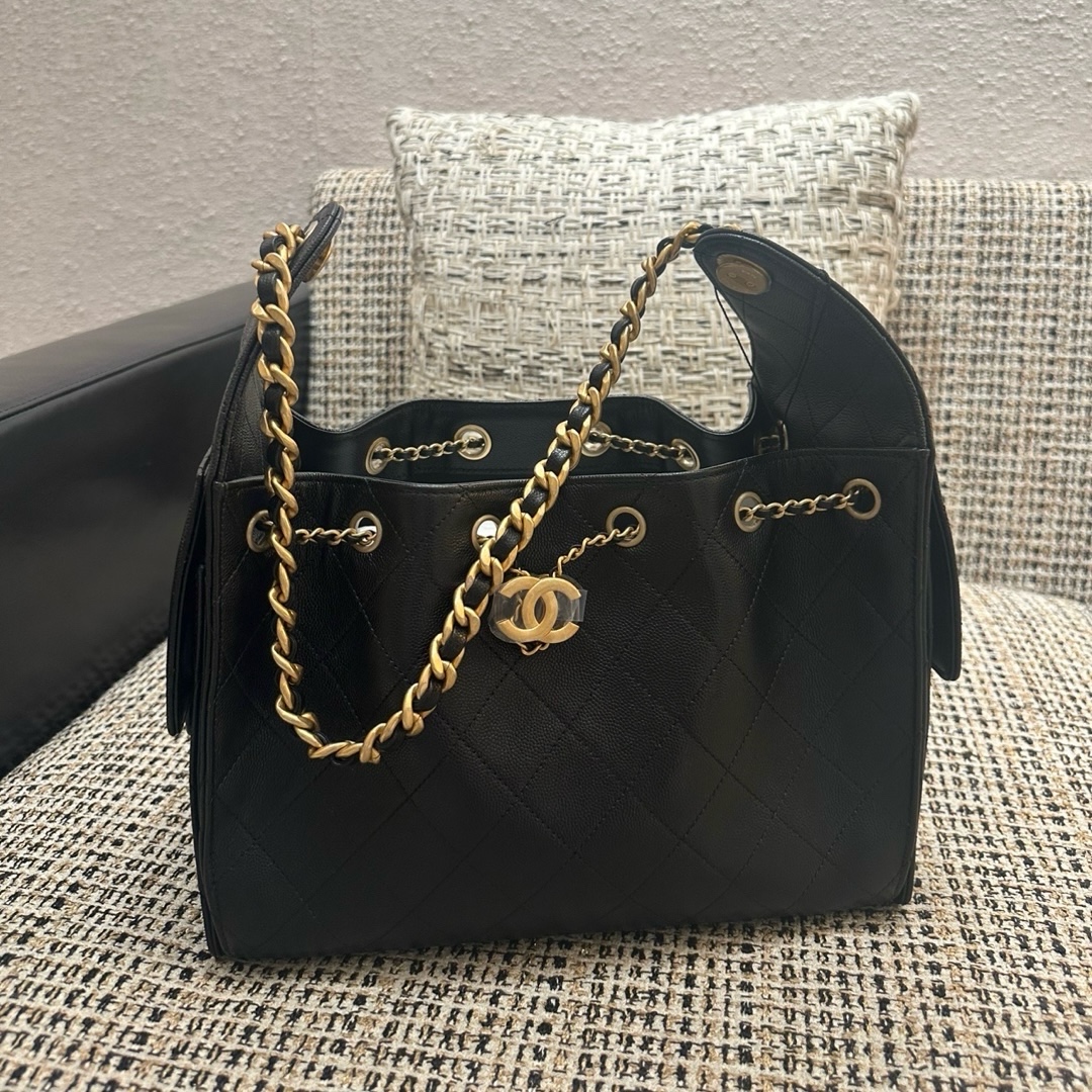 [국내백화점] 샤넬 25백 스몰 캐비어 트위드 블랙 핑크 제니백 AS5293