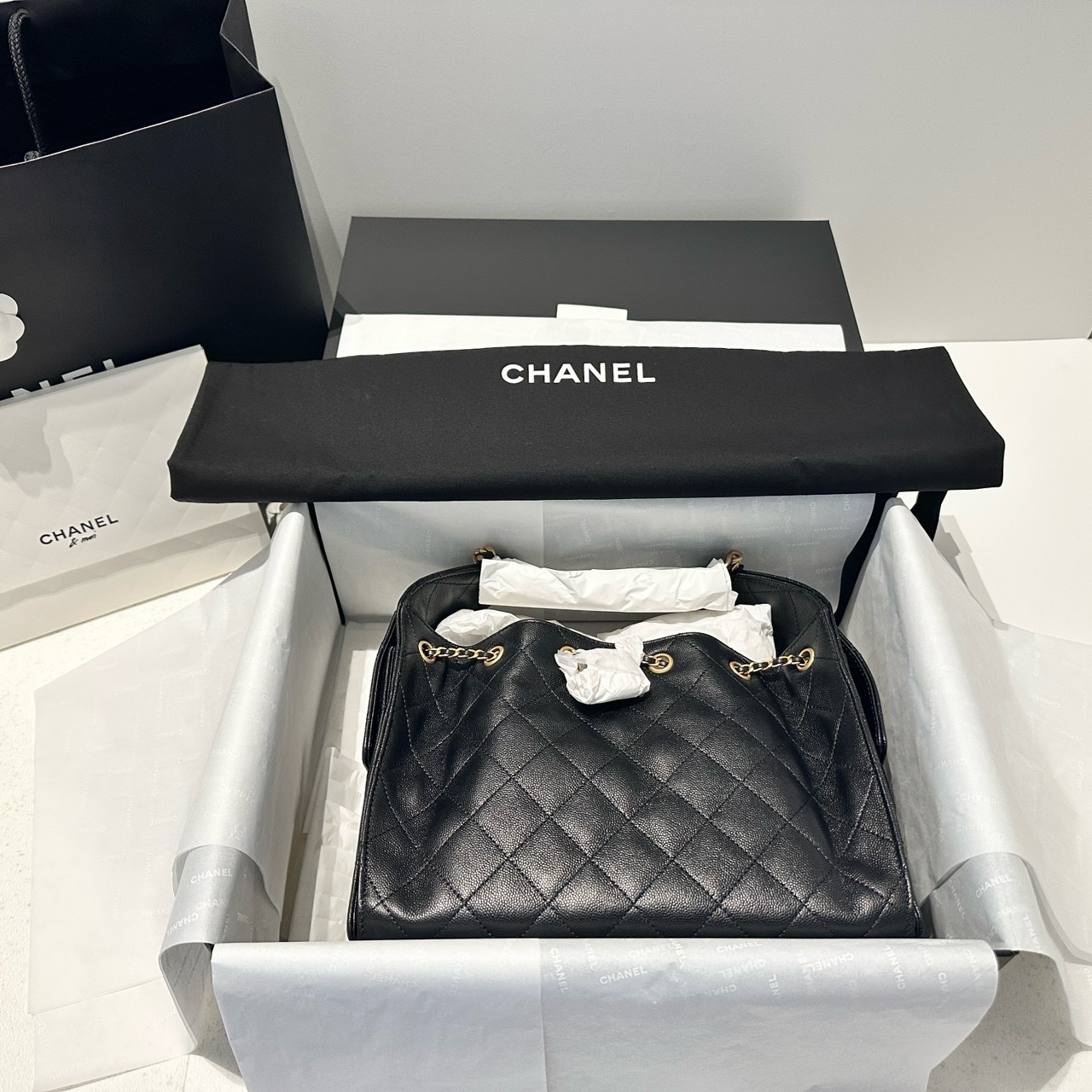 [국내백화점] 샤넬 25백 스몰 캐비어 트위드 블랙 핑크 제니백 AS5293