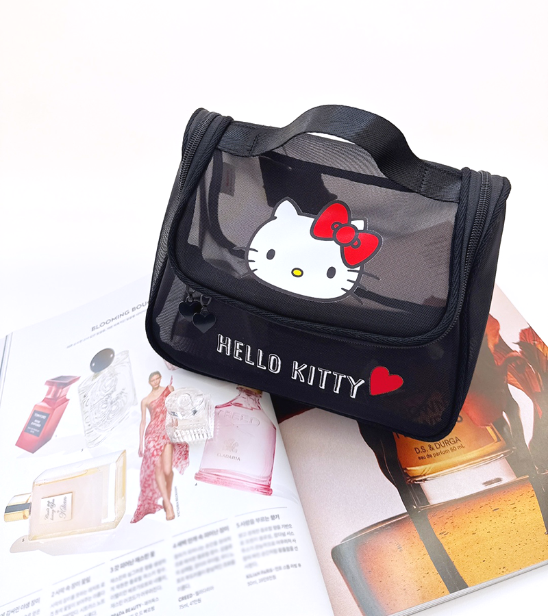 헬로키티 메이크업 파우치 산리오 키티가방 화장품 여행용 대용량 메이크업박스 나일론탑핸들