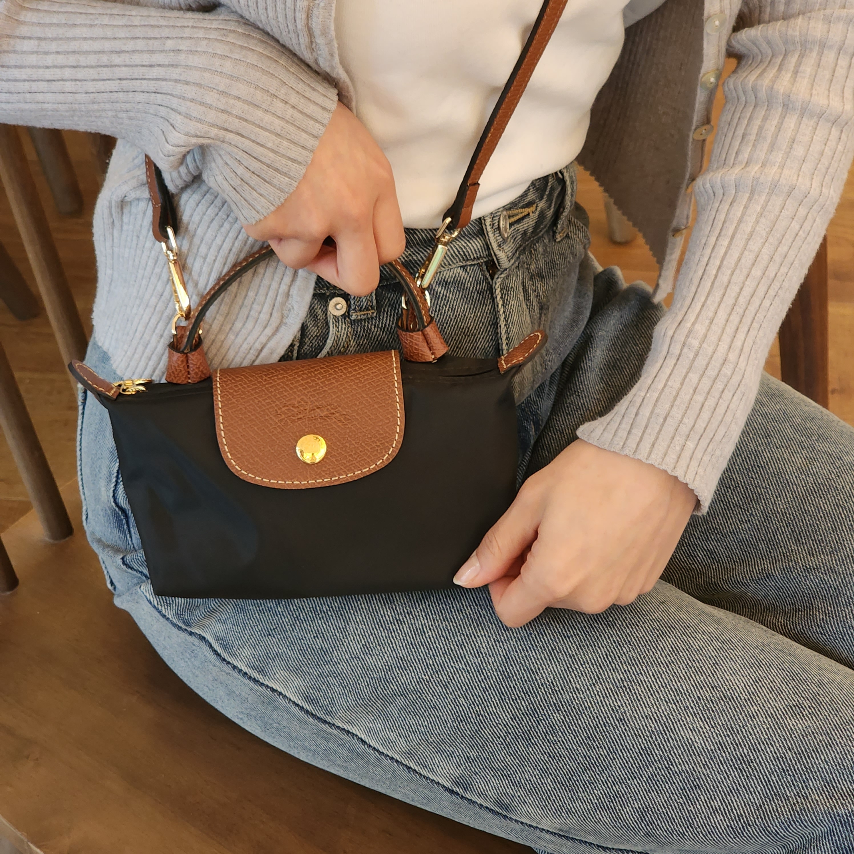 (이너백무료)도시백 롱샴 르 플리아쥬 호환 미니 파우치백 리폼 가방끈 스트랩 크로스끈