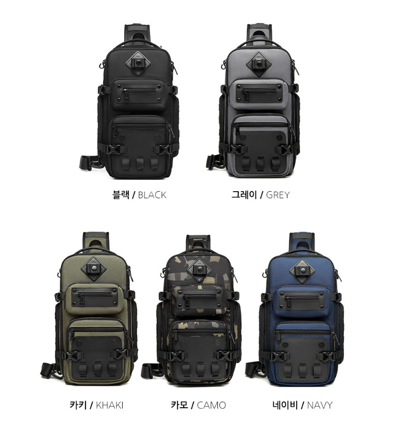 OZUKO 남자 대용량 슬링백 여행용 밀리터리 전술 크로스백 여행 캠핑 낚시 힙색 가방