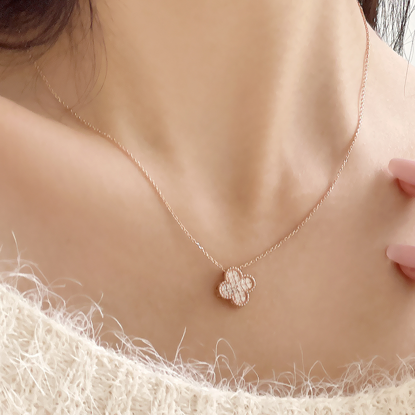 14k 18k 큐빅 클로버 명품 레이어드 데일리 목걸이 펜던트