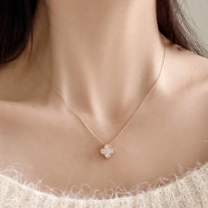 14k 18k 큐빅 클로버 명품 레이어드 데일리 목걸이 펜던트