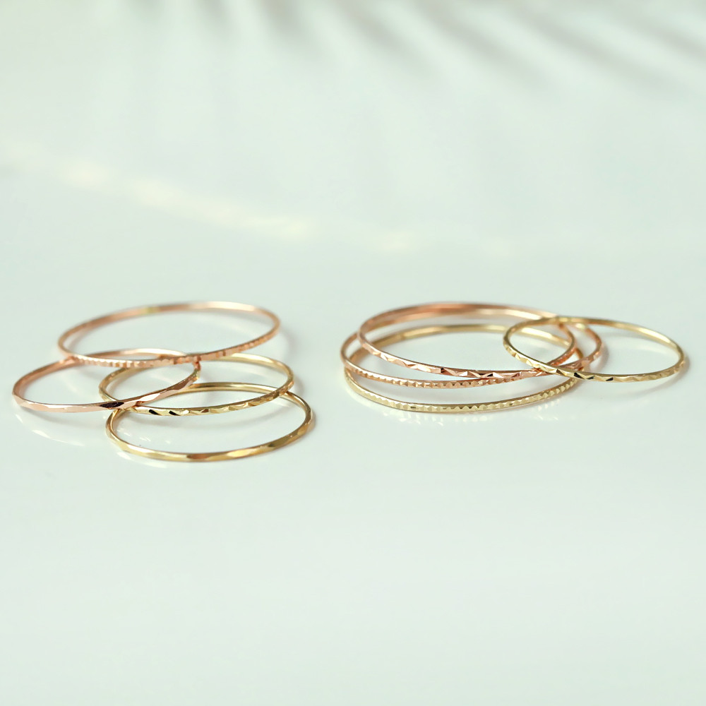 14k 실반지 컷팅 열손가락 레이어드 가드링 금반지 빠른출고