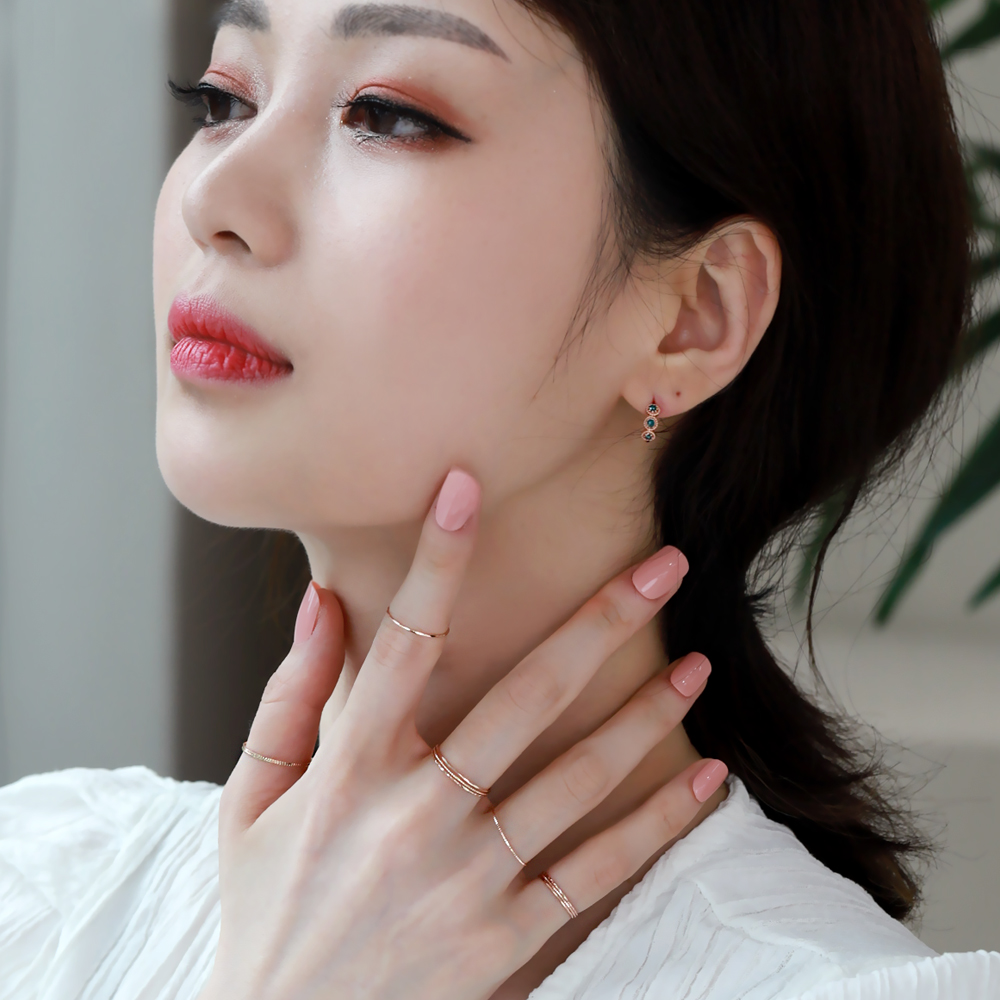 14k 실반지 컷팅 열손가락 레이어드 가드링 금반지 빠른출고