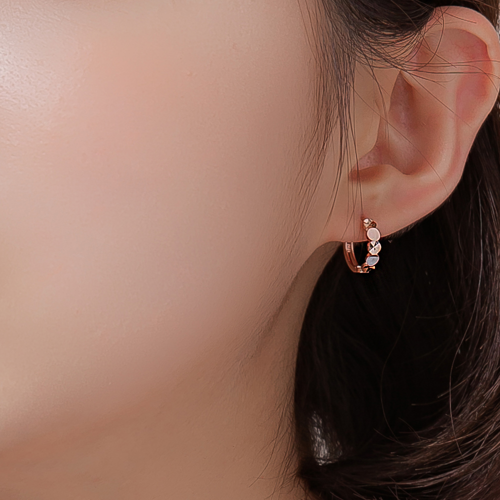 14K 18K 금 원터치 링귀걸이 원형 컷팅 데일리 여성