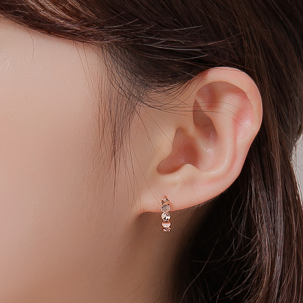 14K 18K 금 원터치 링귀걸이 원형 컷팅 데일리 여성