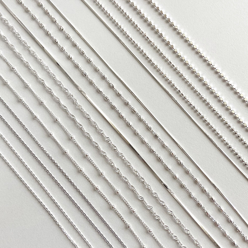 실버 925 은 목걸이 줄 기본 꽈배기 체인 레이어드 뱀줄 볼 남녀공용