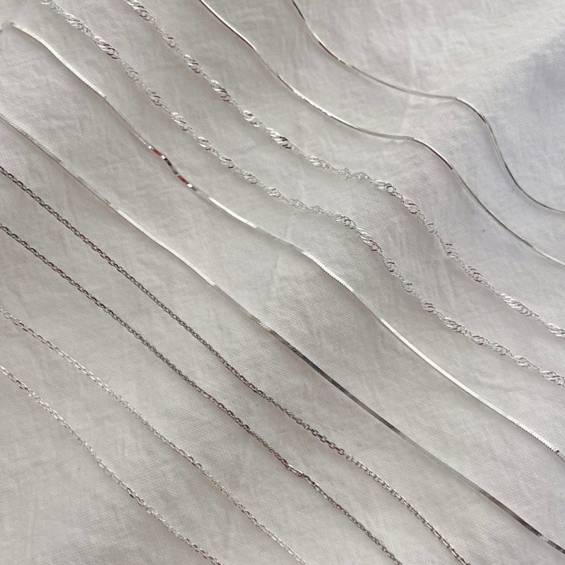 실버 925 은 목걸이 줄 기본 꽈배기 체인 레이어드 뱀줄 볼 남녀공용