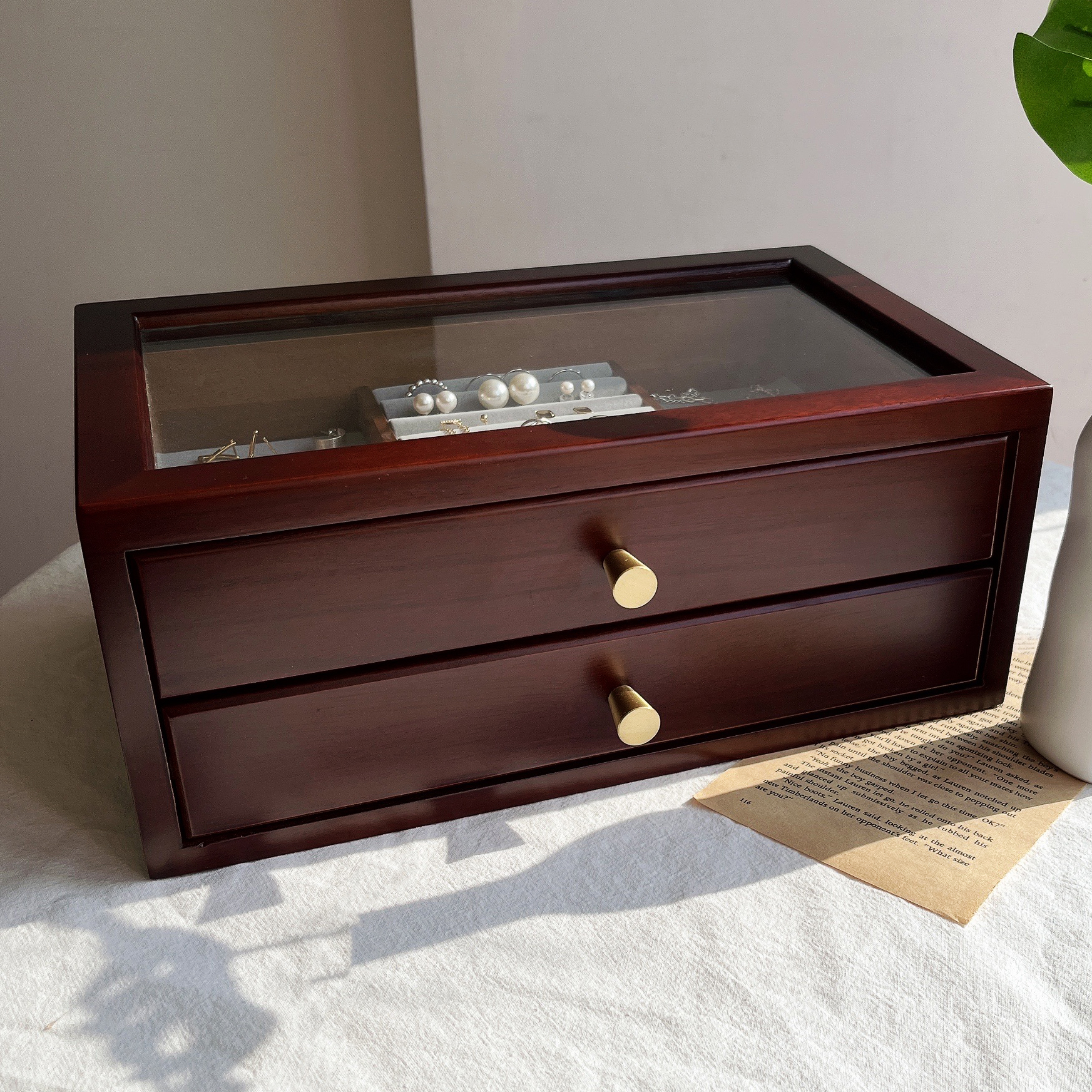 원목 보석함 악세사리보관함 귀걸이 목걸이 반지 정리함 주얼리박스 케이스 2단