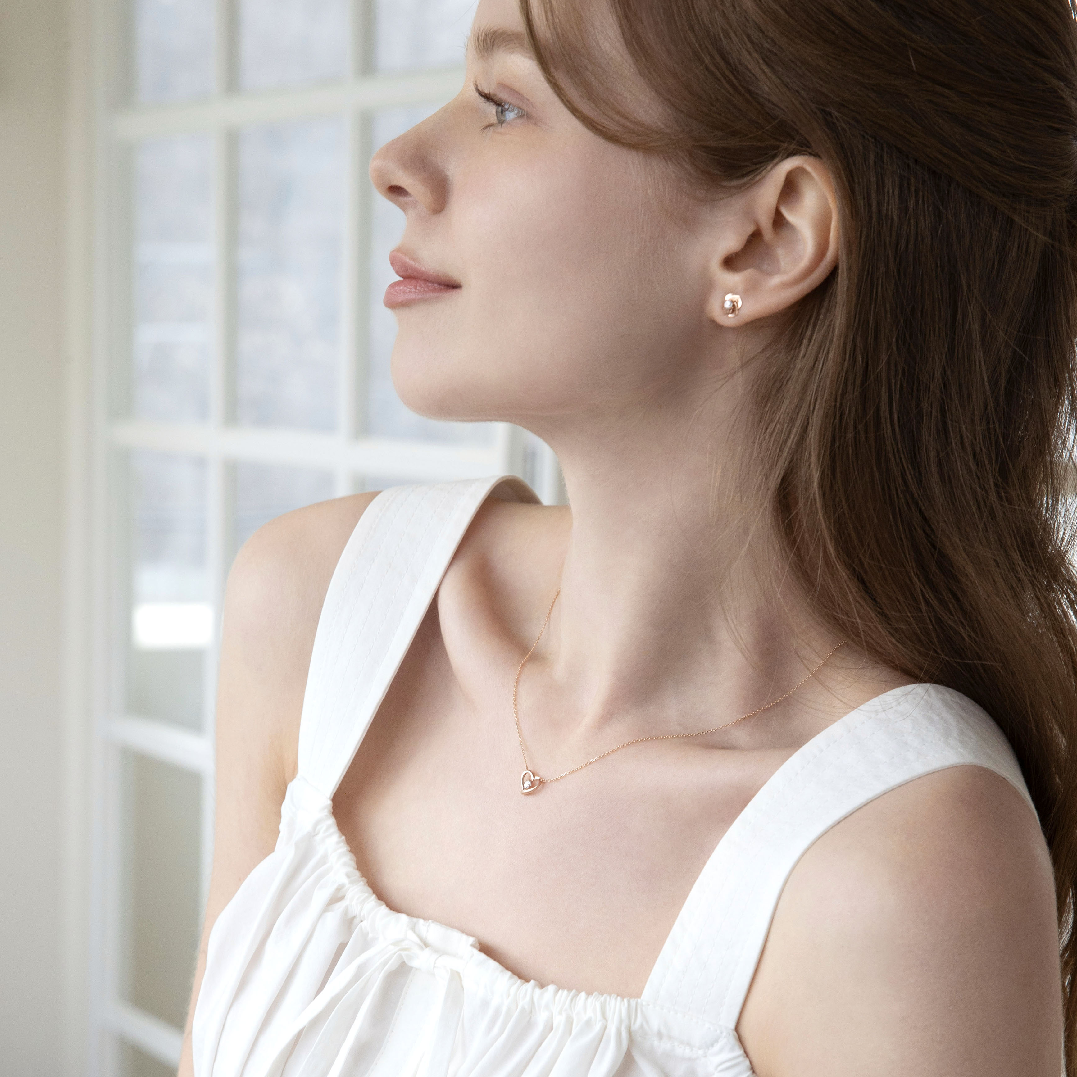 14k 스와로브스키 스톤 리얼 하트 목걸이 생일 선물 여자 목걸이