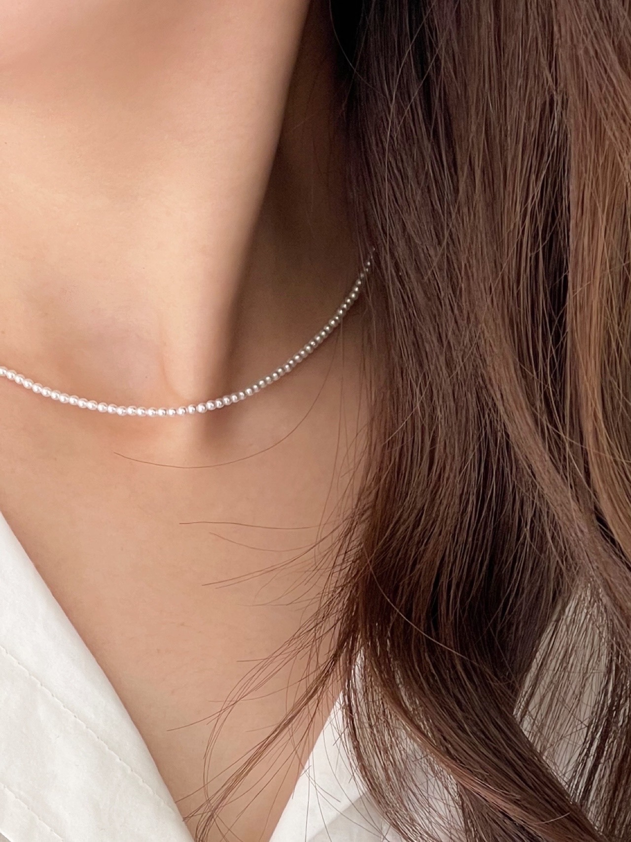 [1만개돌파]미니 진주 목걸이 2mm 천연 담수 스와로브스키