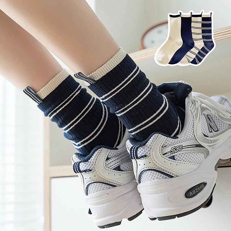 무압박 샌들 중목 장목 무지 골지 긴 패션 양말 루즈 삭스