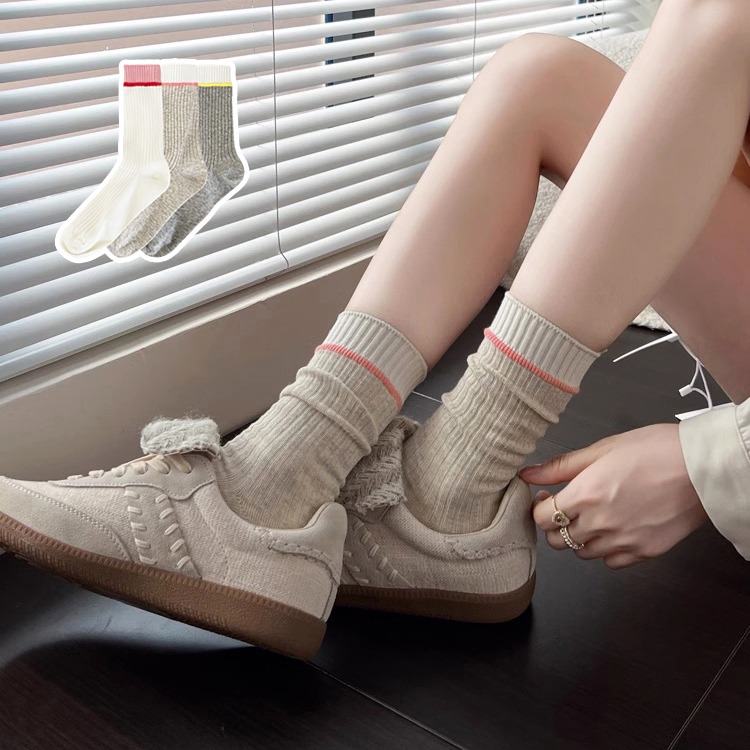 무압박 샌들 중목 장목 무지 골지 긴 패션 양말 루즈 삭스