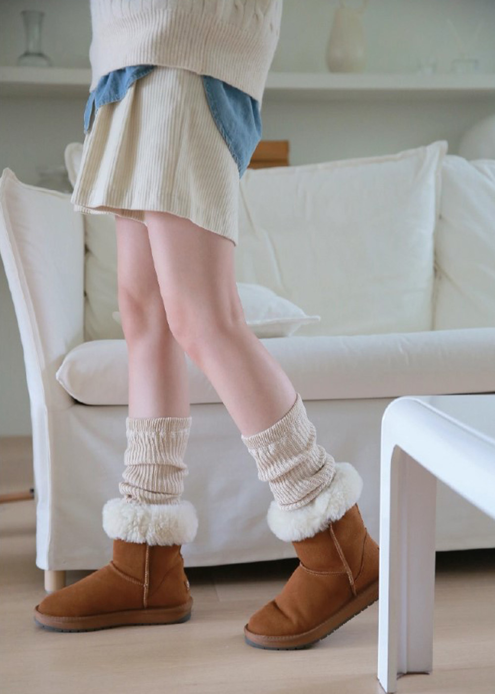 여성 니트 탁텔 수면 롱 발목 무릎 레그 워머 발토시 골프 양말