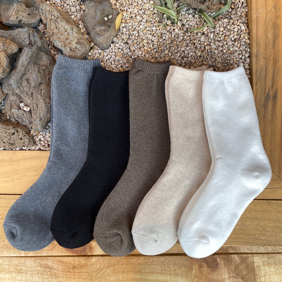 국산 따뜻한 통파일 기모 양말 무지 두꺼운 쿠션 방한 겨울양말