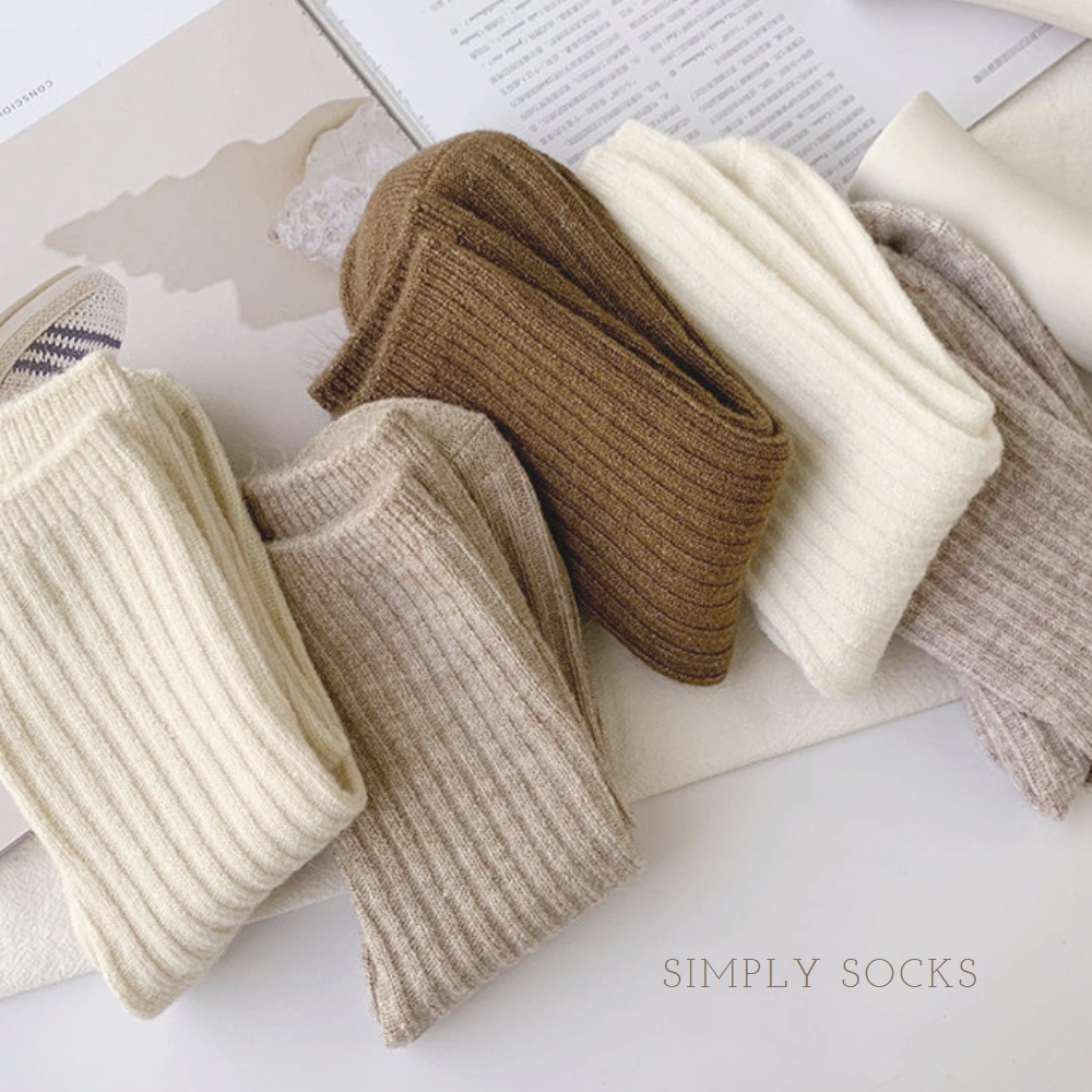 울 니트양말 캐시미어 골지 여성 중목양말 Slow Season Edition