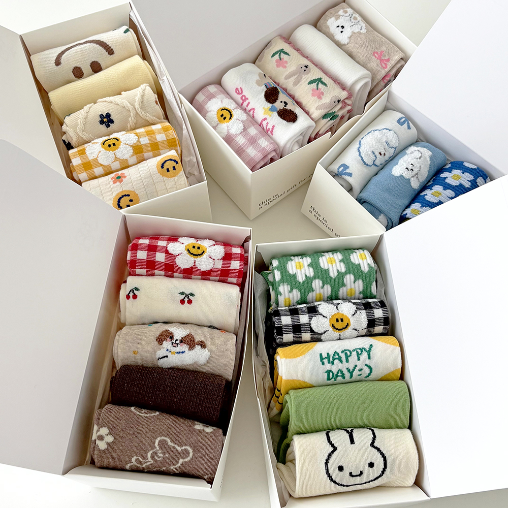 귀여운 양말 선물 세트 여성 5켤레 양말세트