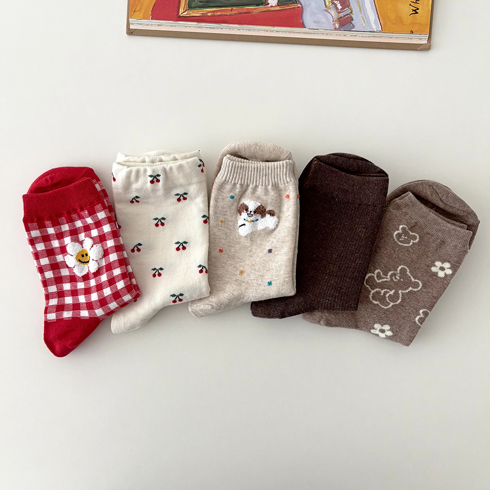 귀여운 양말 선물 세트 여성 5켤레 양말세트