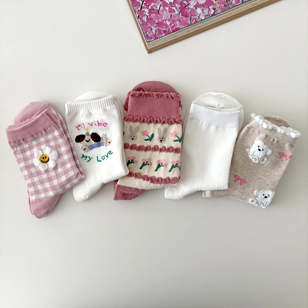 귀여운 양말 선물 세트 여성 5켤레 양말세트