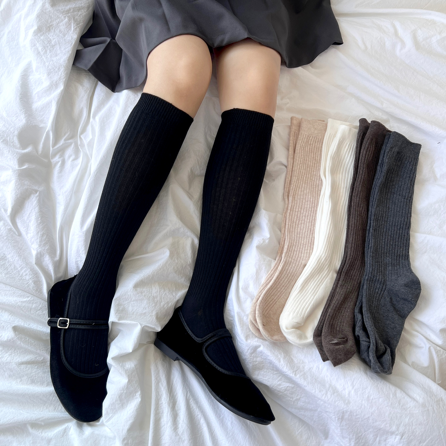 국산 고급 골지 니삭스 무릎양말 무지 오버니삭스 반스타킹 필라테스 요가 골프 부츠 롱양말