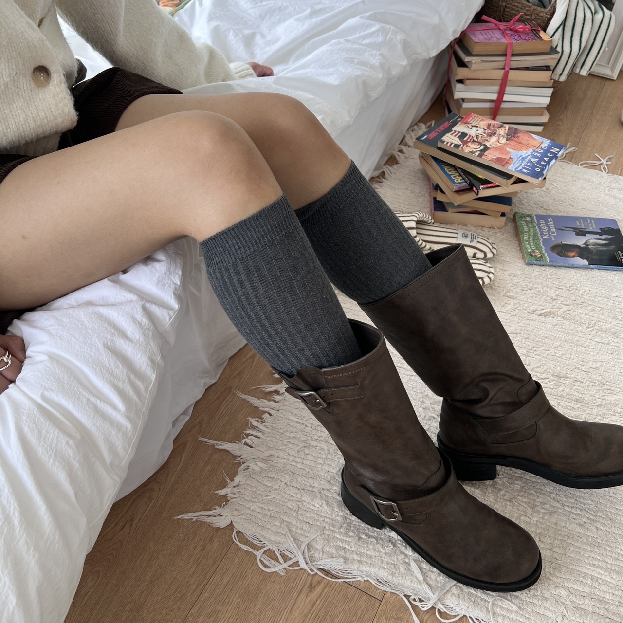 국산 고급 골지 니삭스 무릎양말 무지 오버니삭스 반스타킹 필라테스 요가 골프 부츠 롱양말