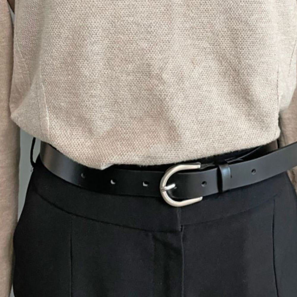 여자벨트 여성 ﻿소가죽 허리 정장 캐주얼 청바지 패션 얇은 실버 사각 버클 허리띠