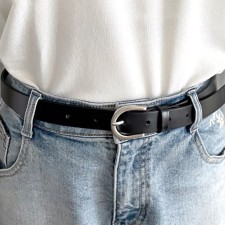 여자벨트 여성 ﻿소가죽 허리 정장 캐주얼 청바지 패션 얇은 실버 사각 버클 허리띠
