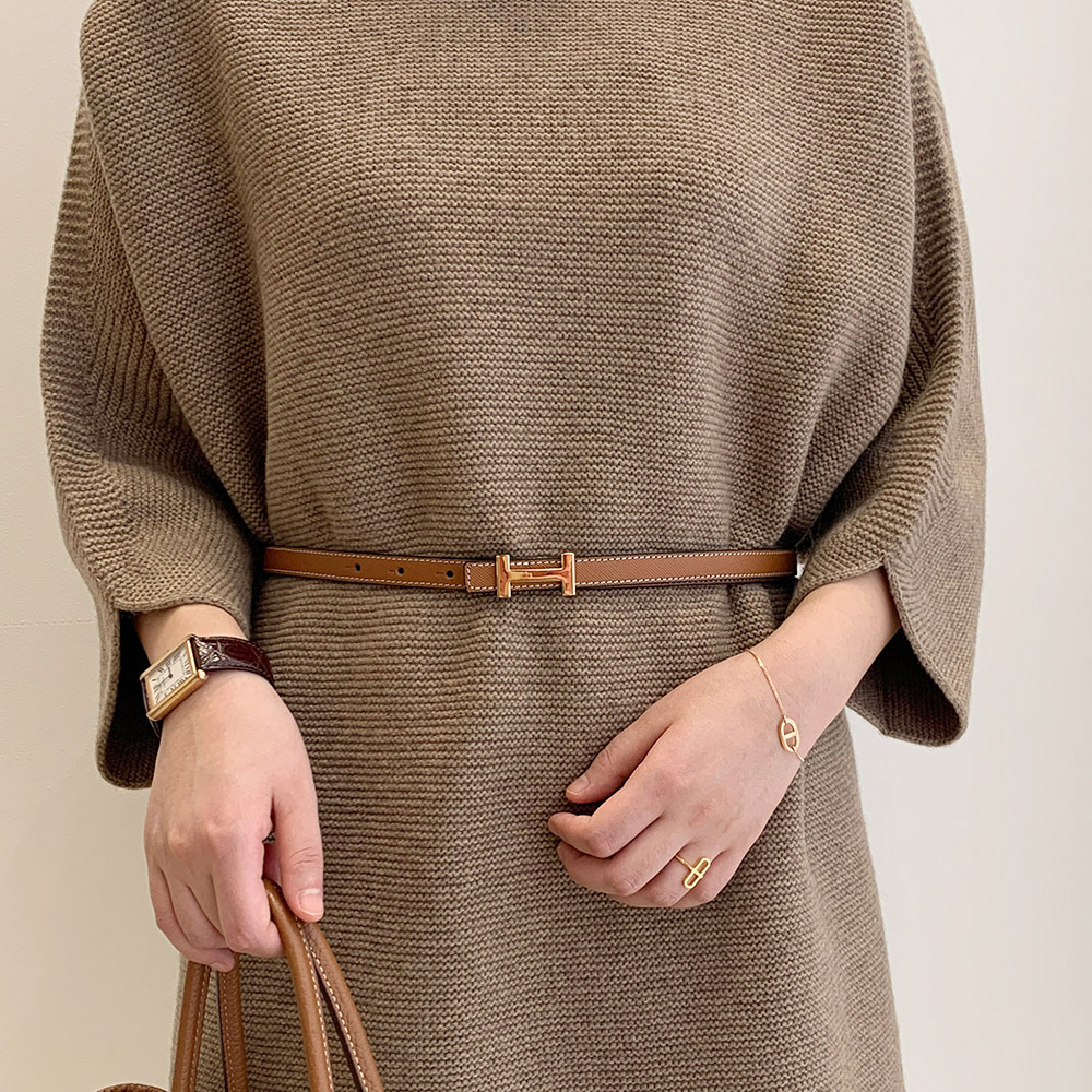 소가죽 H 버클 정장 원피스 포인트 여자 허리띠 슬림 벨트