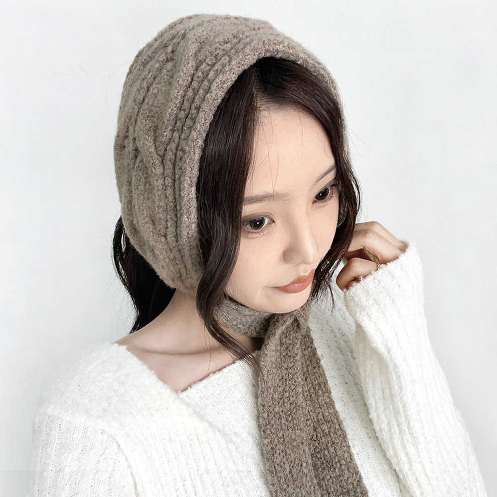 포그니 꽈베기 니트 귀도리 여성 겨울 방한 귀마개