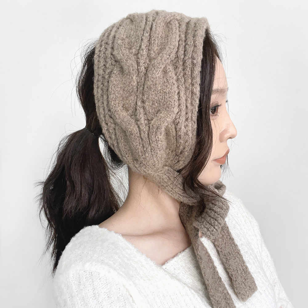 포그니 꽈베기 니트 귀도리 여성 겨울 방한 귀마개