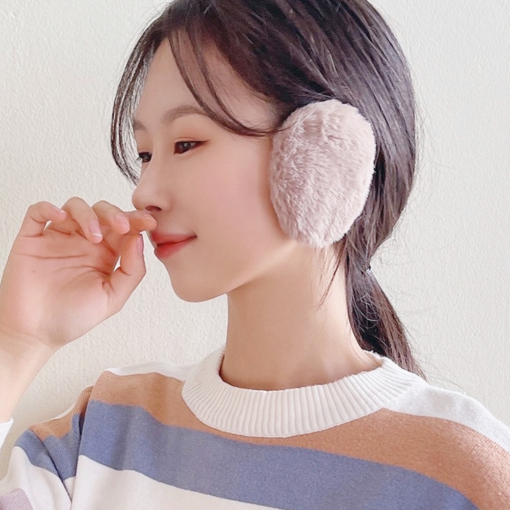 토끼털 끈없는 귀마개 방한 귀도리 똑딱이 귀덮개 겨울