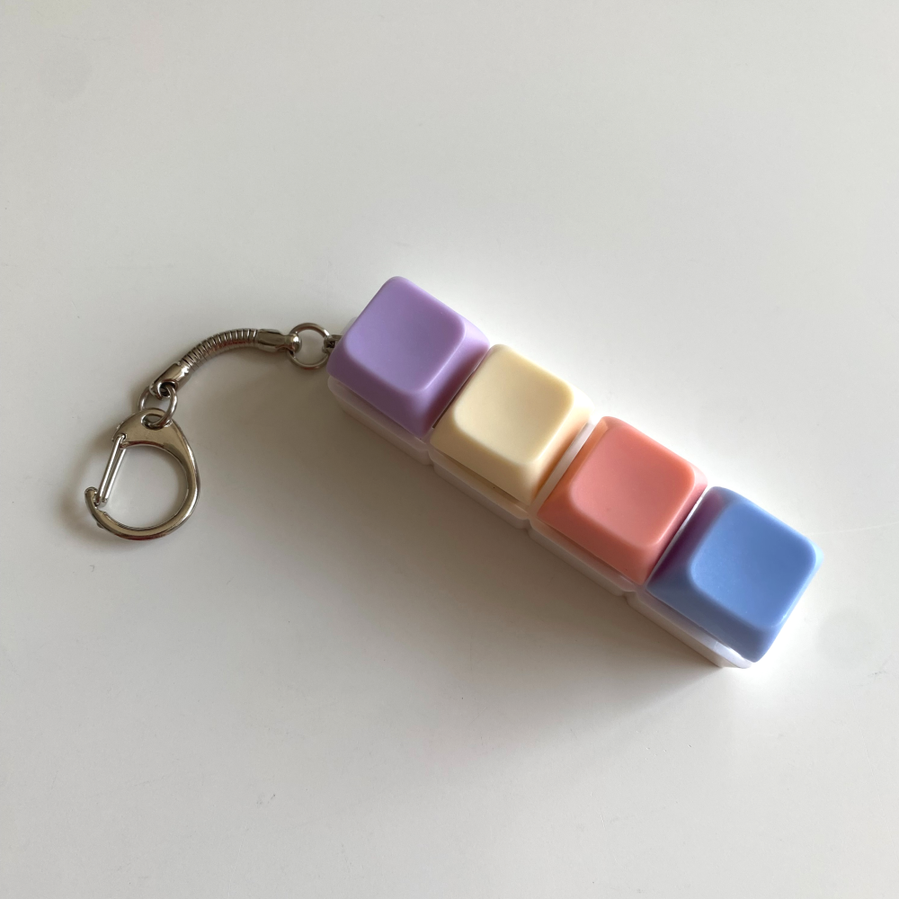 키보드키링 키캡키링 기계식 딸깍이 청축 키홀더 4구 스위치 하트 열쇠고리