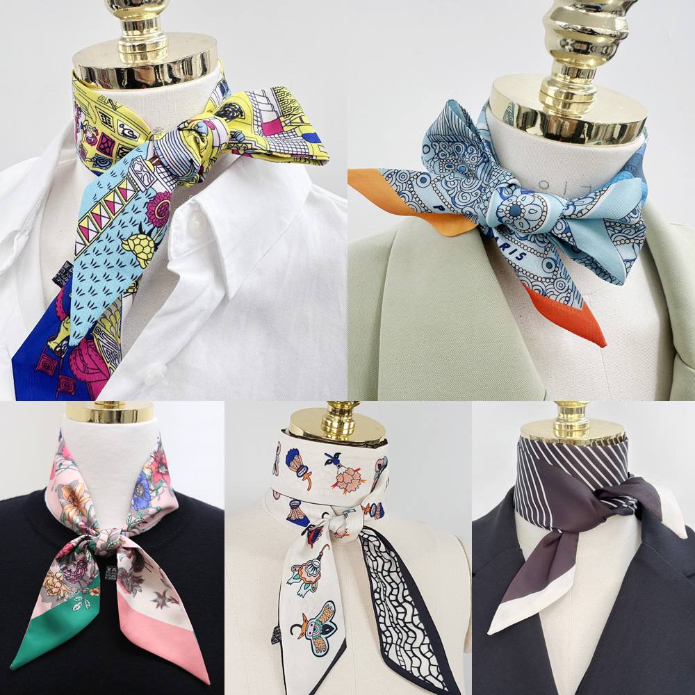 명품 쁘띠 스카프 200종 가방 방도 타이 리본 슬림 손잡이 스카프링 미니