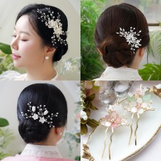 웨딩 헤어핀 빗핀 악세사리 혼주 올림머리 한복 뒤꽂이 비녀 머리장식