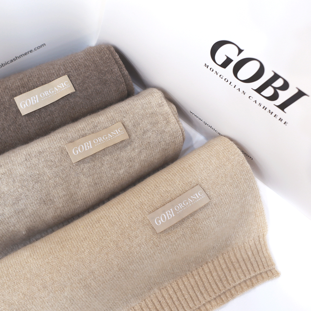 GOBI 고비캐시미어 오가닉 플레인 니트머플러/밑단시보리 몽골 캐시미어100