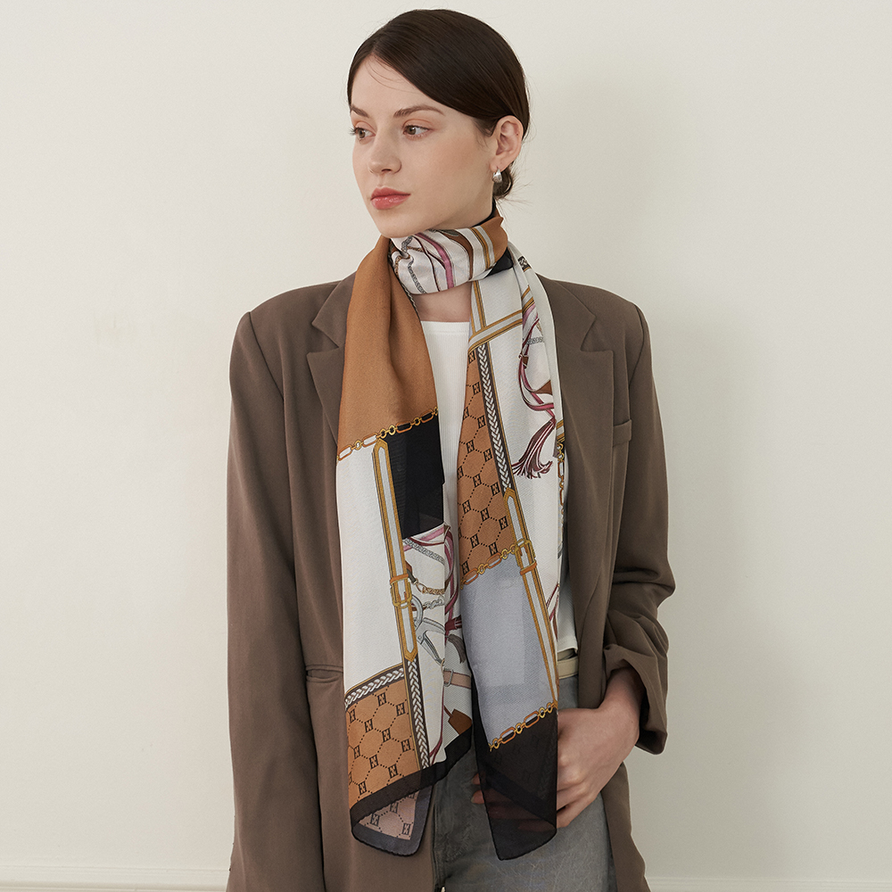 [엘르] 간절기 롱 실크 스카프 택1