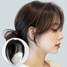 가발 100%인모 앞머리 부분 정수리가발 탑커버 시스루 사이드뱅