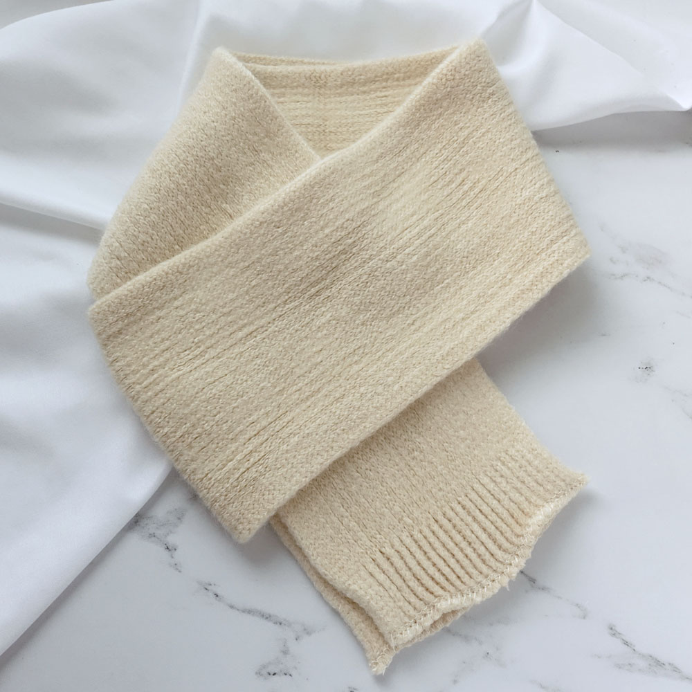 부드러운 쁘띠 머플러 니트 미니 숏 슬림 짧은 가벼운 목도리 목감싸개 아동 여성