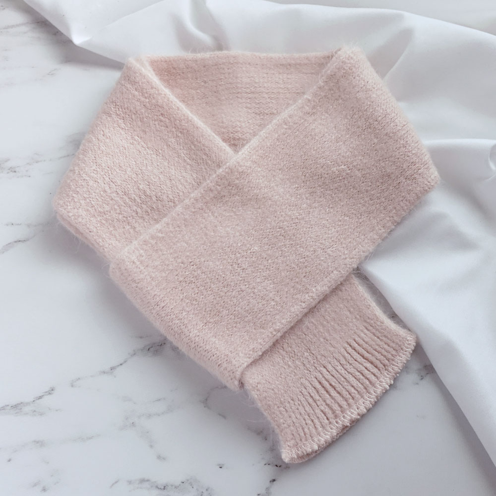 부드러운 쁘띠 머플러 니트 미니 숏 슬림 짧은 가벼운 목도리 목감싸개 아동 여성