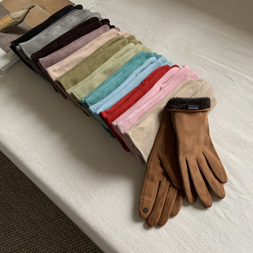 (백화점 납품) 천연 스웨이드 기모 여성 가죽 장갑 겨울장갑 스마트폰 터치 손가락 장갑