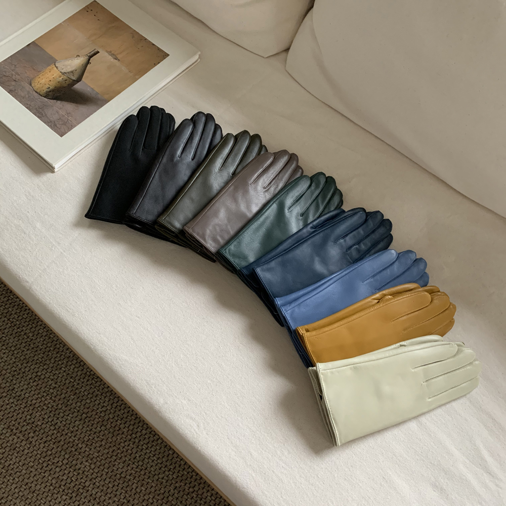 (백화점 납품) 천연 스웨이드 기모 여성 가죽 장갑 겨울장갑 스마트폰 터치 손가락 장갑