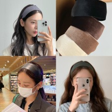 (1+1)와이드 헤어밴드 9종 넓은 머리띠 귀안아픈 린넨 가죽 벨벳 면 골덴
