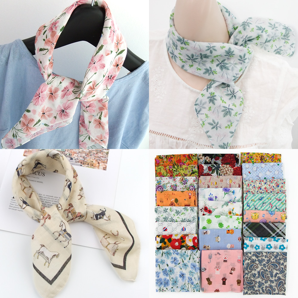 쁘띠스카프 면손수건 목 선물 남자 여자 코튼 국산