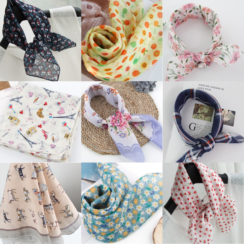 쁘띠스카프 면손수건 목 선물 남자 여자 코튼 국산