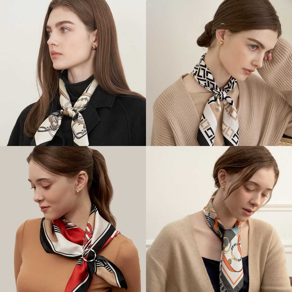 [엘르] 데일리 실크 쁘띠 미니스카프 택1