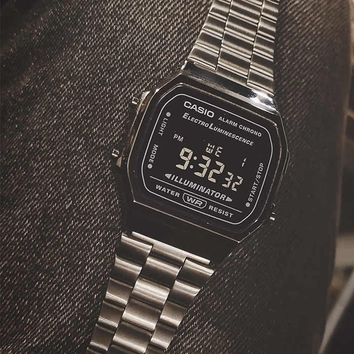카시오 빈티지 블랙 크롬 메탈시계 A168WGG A168WA 1B 1A 레트로 사각 전자