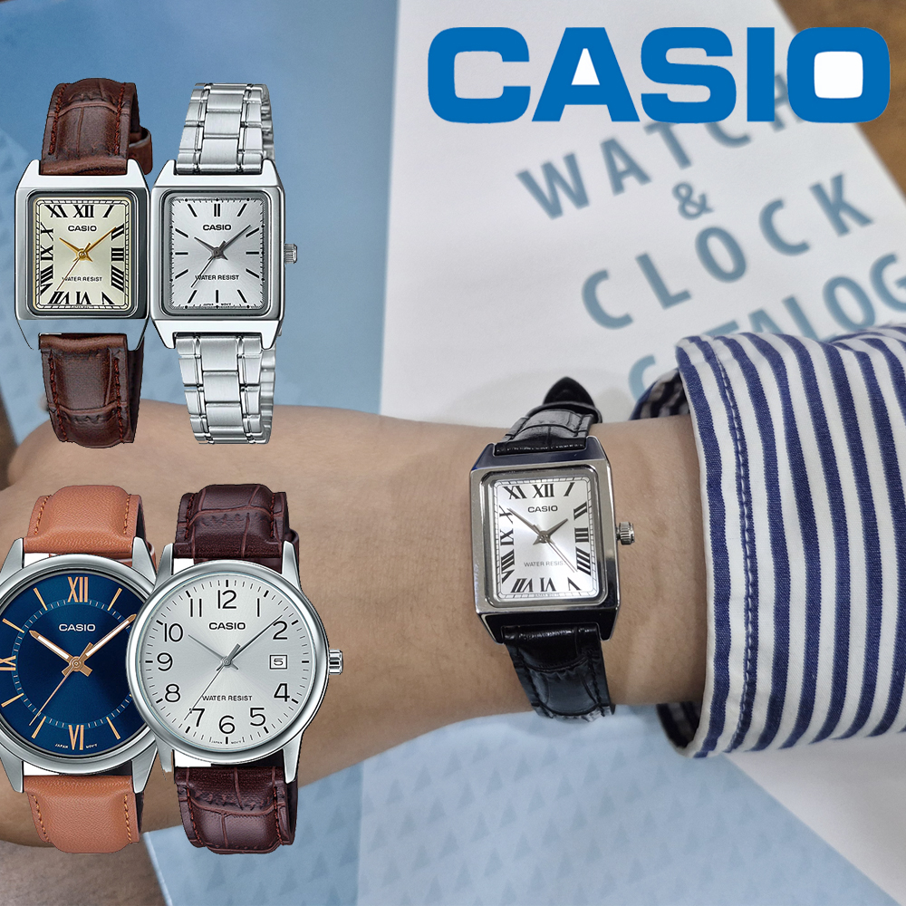 카시오 손목시계 남성여성 사각 LTP-V007L-7E1 7B1 가죽 LTP-V007D