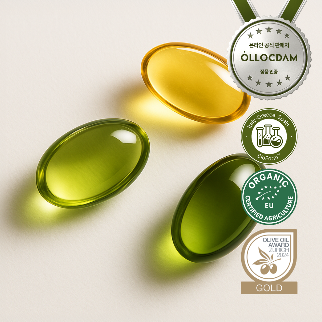 올록담 올리브3 EVOO 지중해 올리브오일 캡슐 올리브유 1개월분